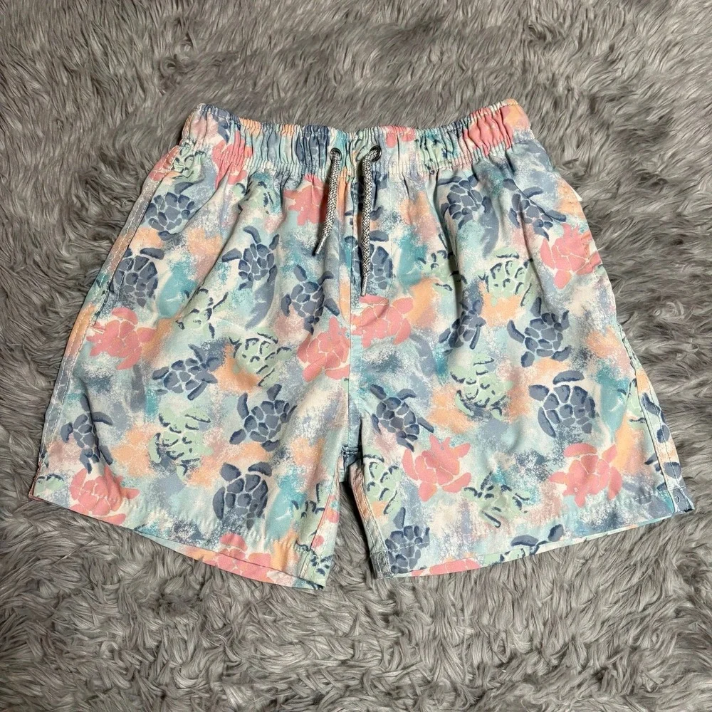 Vintage Summer Swim Trunks Pale Colors Sea‎ Turtles Boys Size 10 Youth